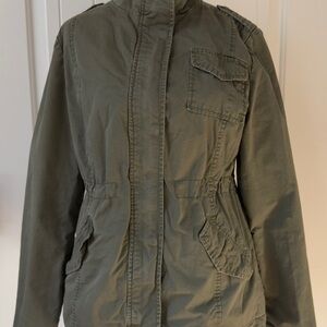 Ambiance Military Style Sherpa Lined Jacket Utility Coat Warm Casual Army Green
